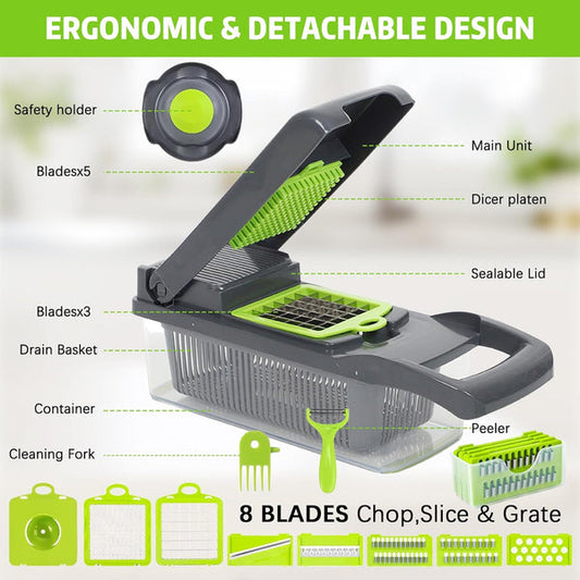 Versatile kitchen tool - 16 blades